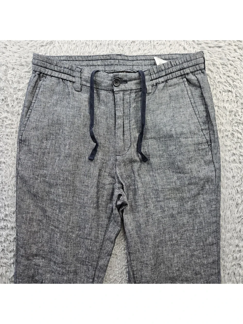 Banana Republic 55% Linen Pants Men 32x36 (Fit 32-34x32) Blue Drawstring Taper